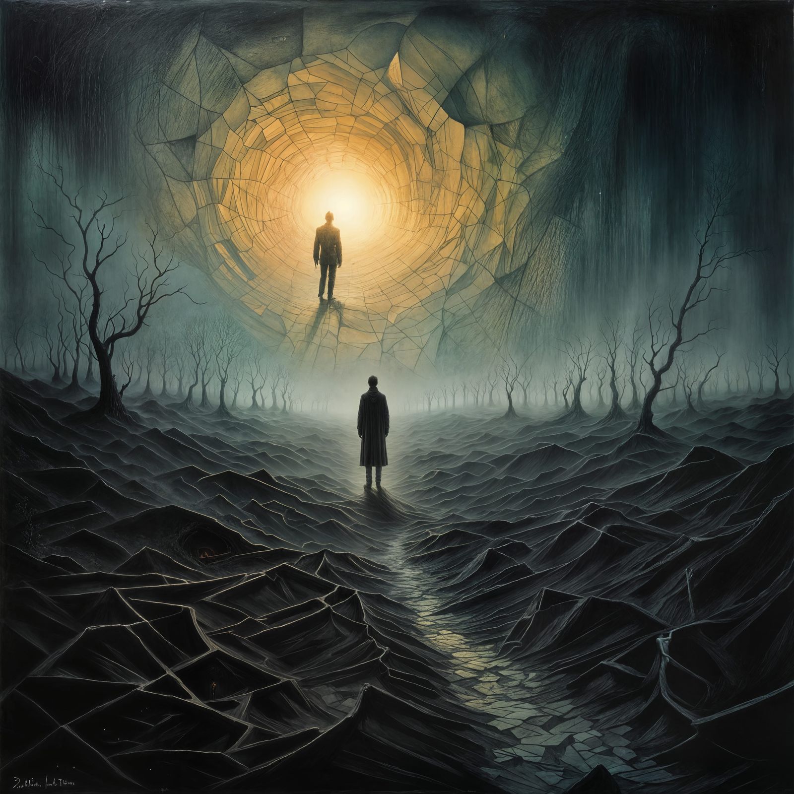 Beksinski-Inspired Dreamscape of Fading Light