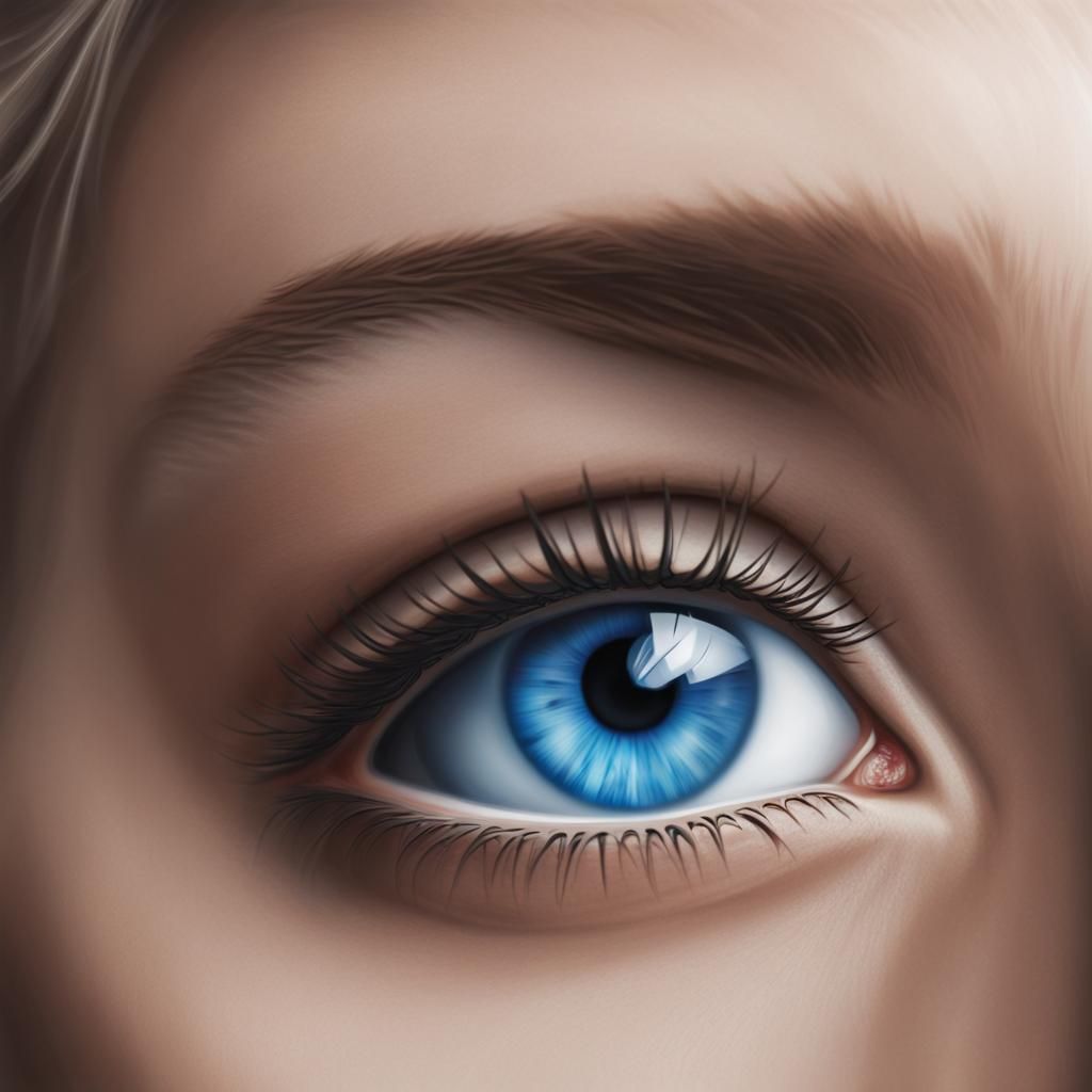 Realistic Full Color Close-up of a Blue Eye