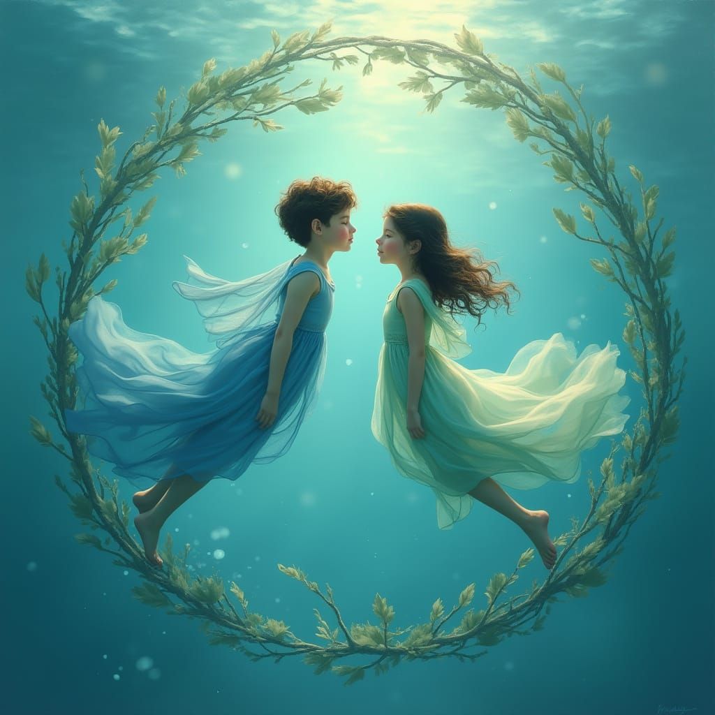 Twins Swim in Harmony, Inspired by Pisces