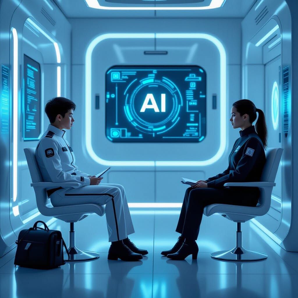 Futuristic AI Student in Detention, Modern Style