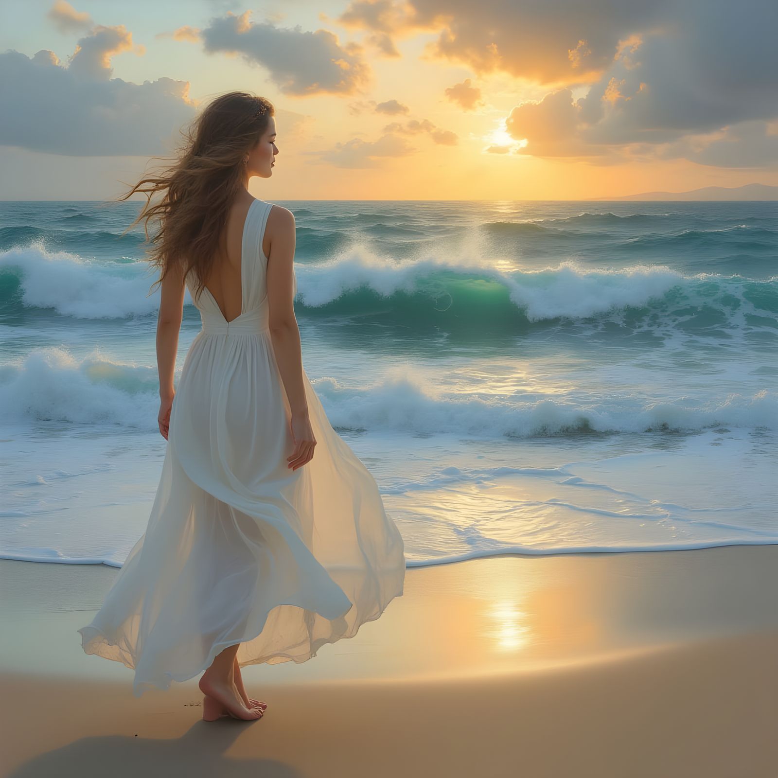 Stormy Ocean Meets Enchanting Sands at Sunset