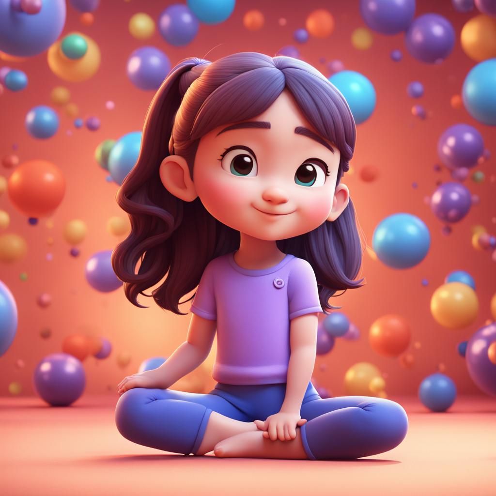 Cute Chibi Pilates Girl in 3D Digital Art Style