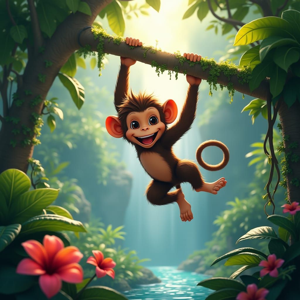 Monkey in Jungle, Fantasy Concept Art