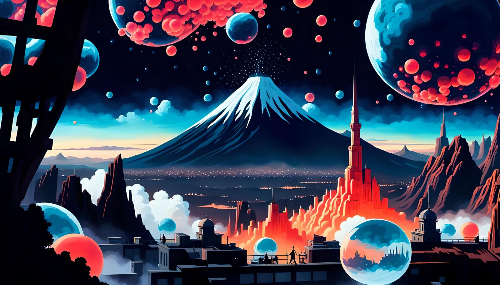 Enchanted Magic Volcano Eruption with Bubble Worlds