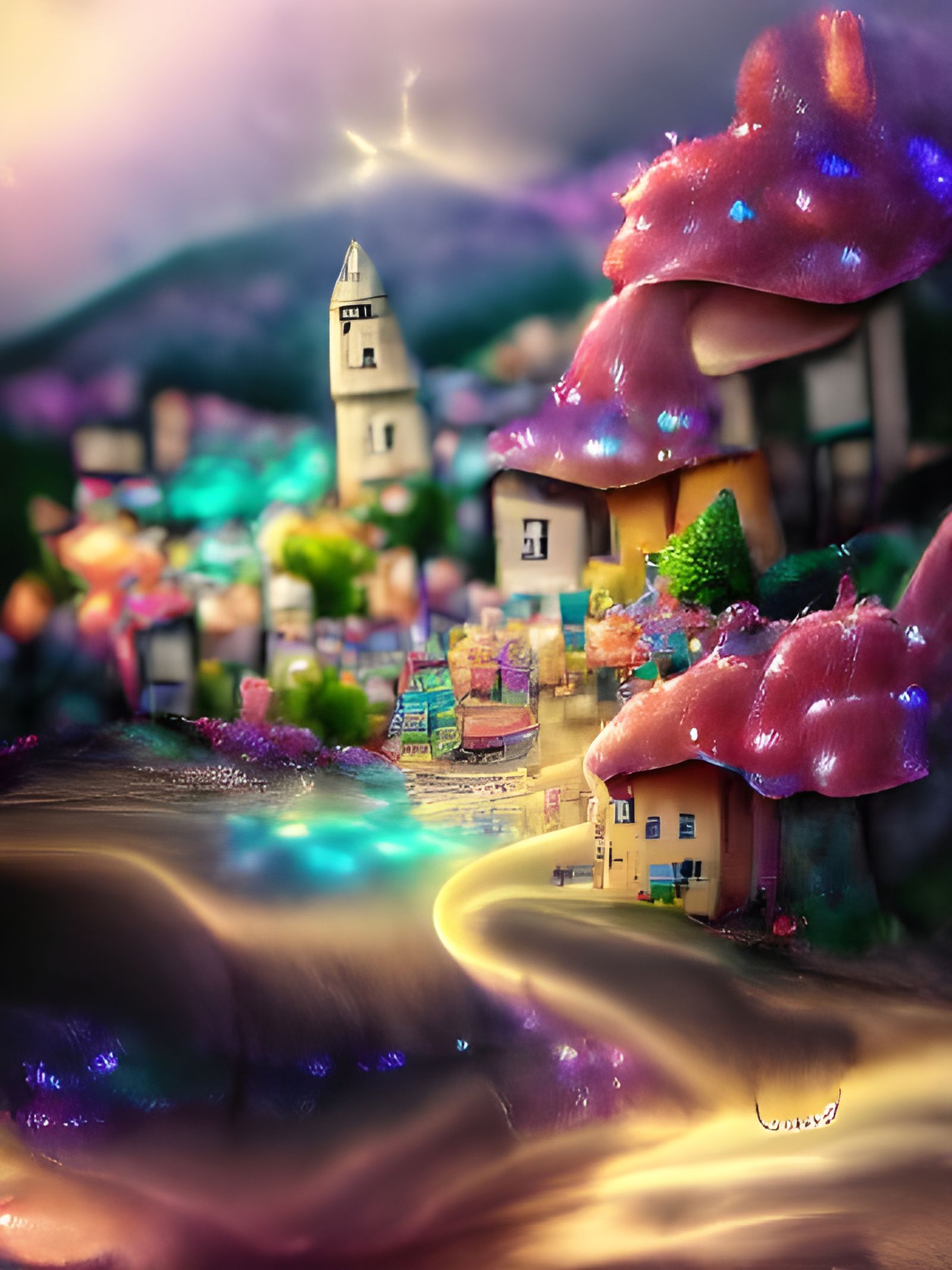 Little fairy town bright beautiful 8k resolution