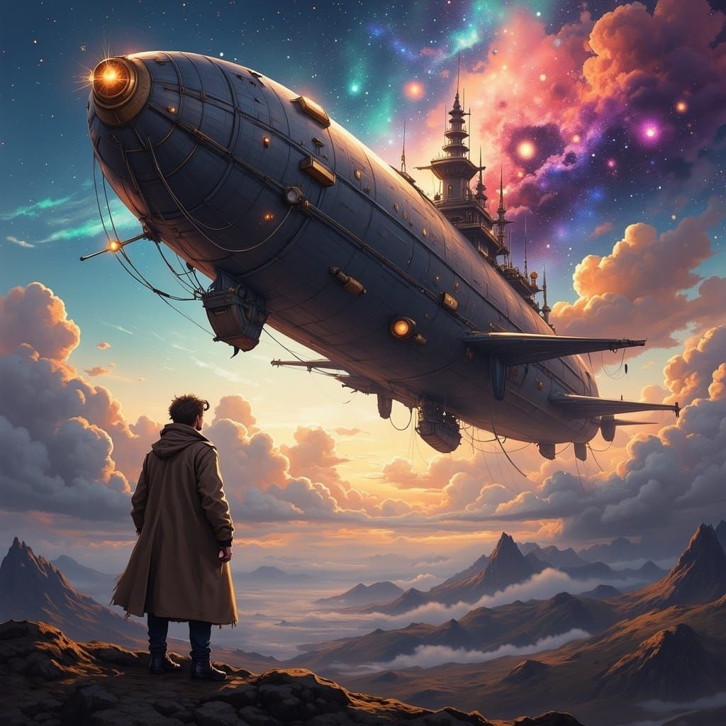 Clockwork Dirigible Adrift in Cosmic Nebulae