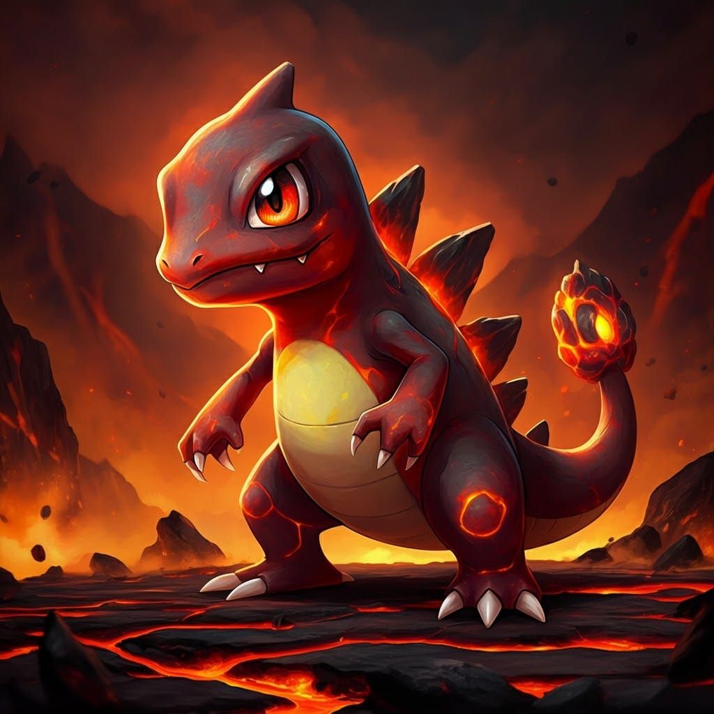 Molten Lava Charmeleon in Dramatic Style