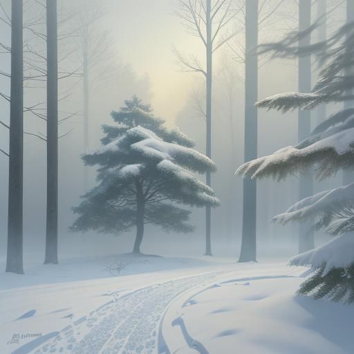 Beagle on Snowy Path with Golden Retriever