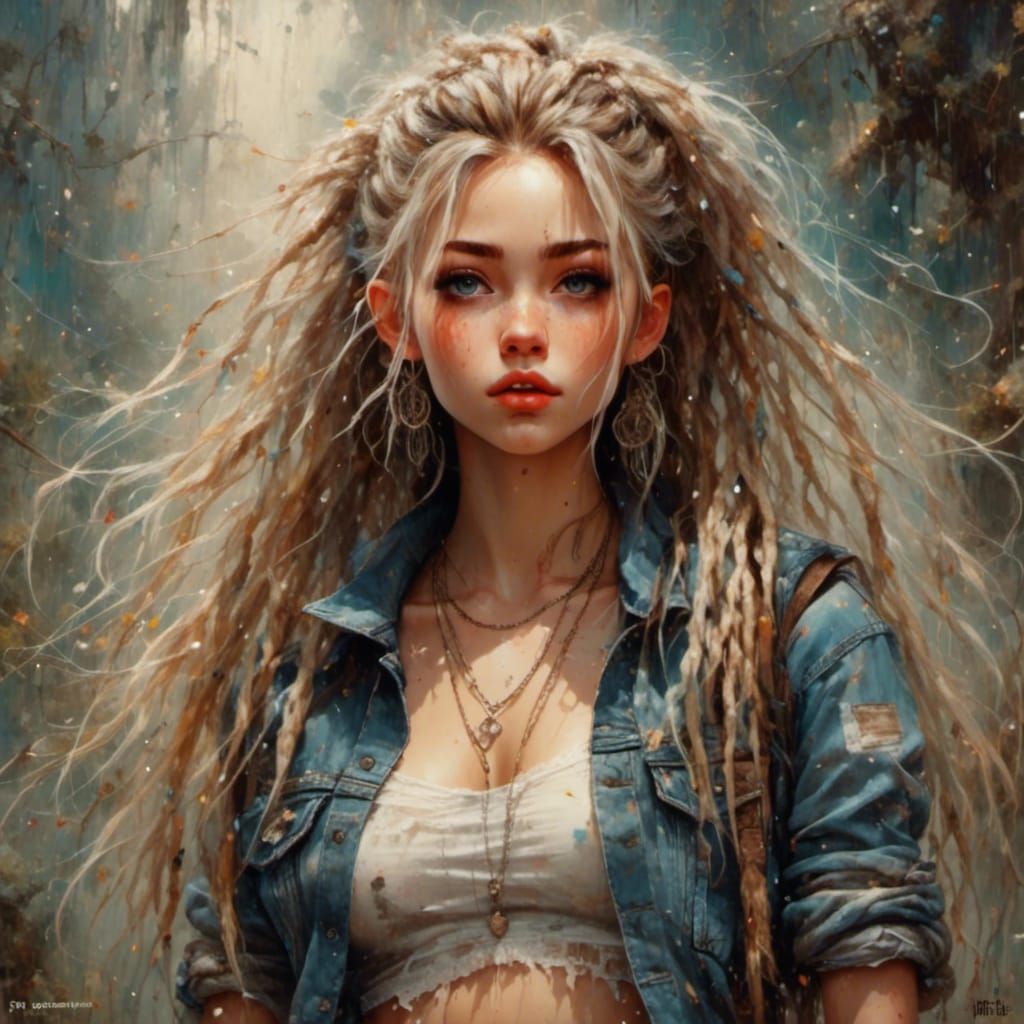 Expressive Woman in Pin-Up Pose as Oil Painting