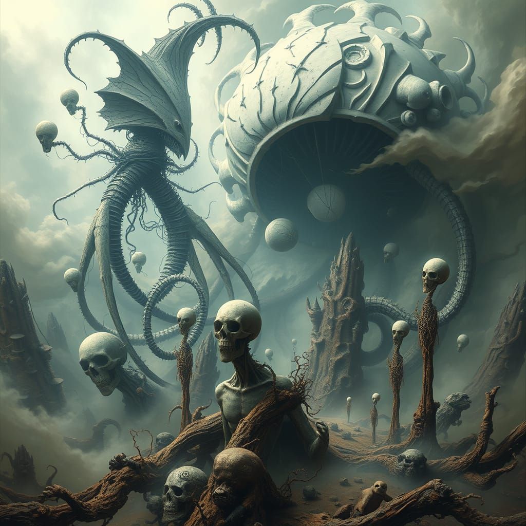 Ethereal Biomechanical Realm in a Dreamlike Vortex