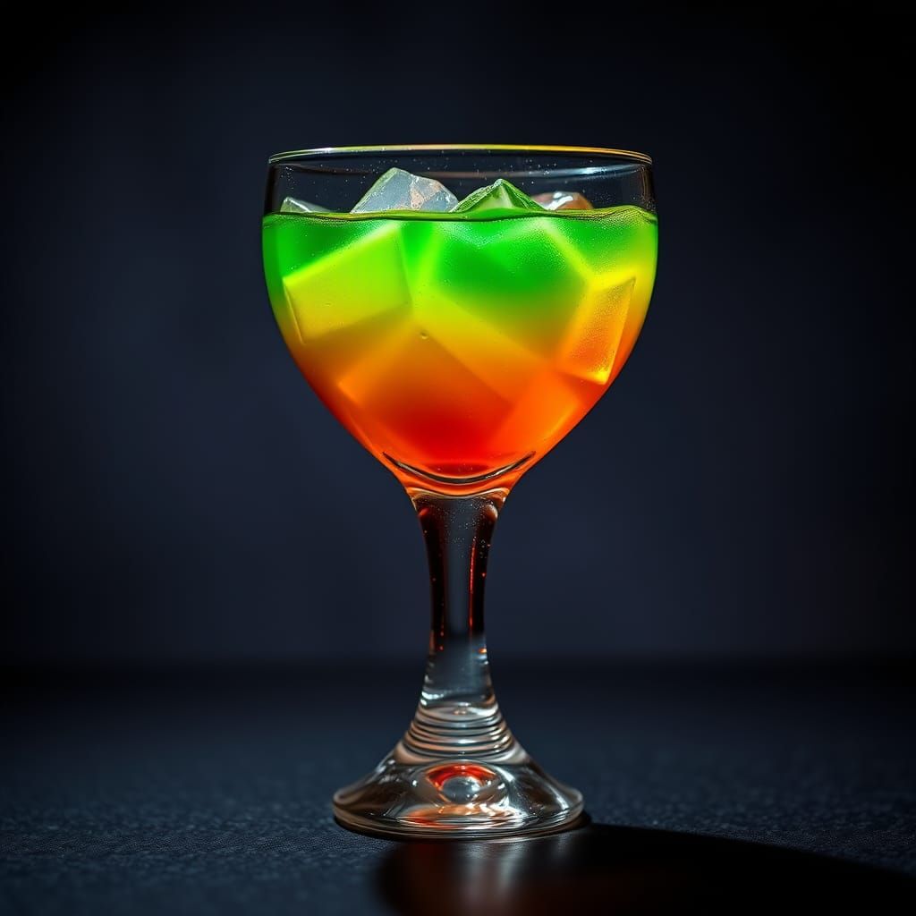 Vibrant 7-Layer Cocktail in Hyperrealistic Style
