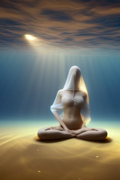 Underwater Lotus Meditation in Deep Color