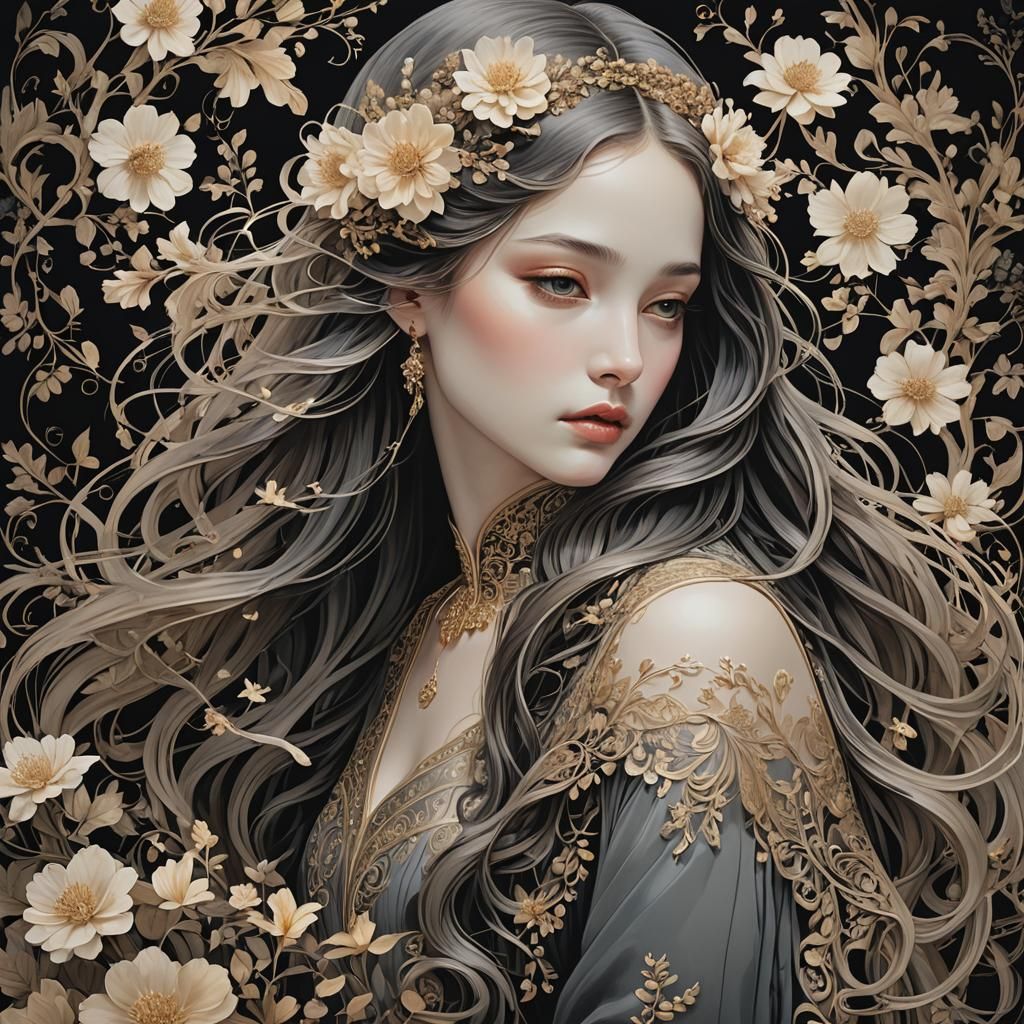 Ethereal Flower Girl with Art Deco Influences