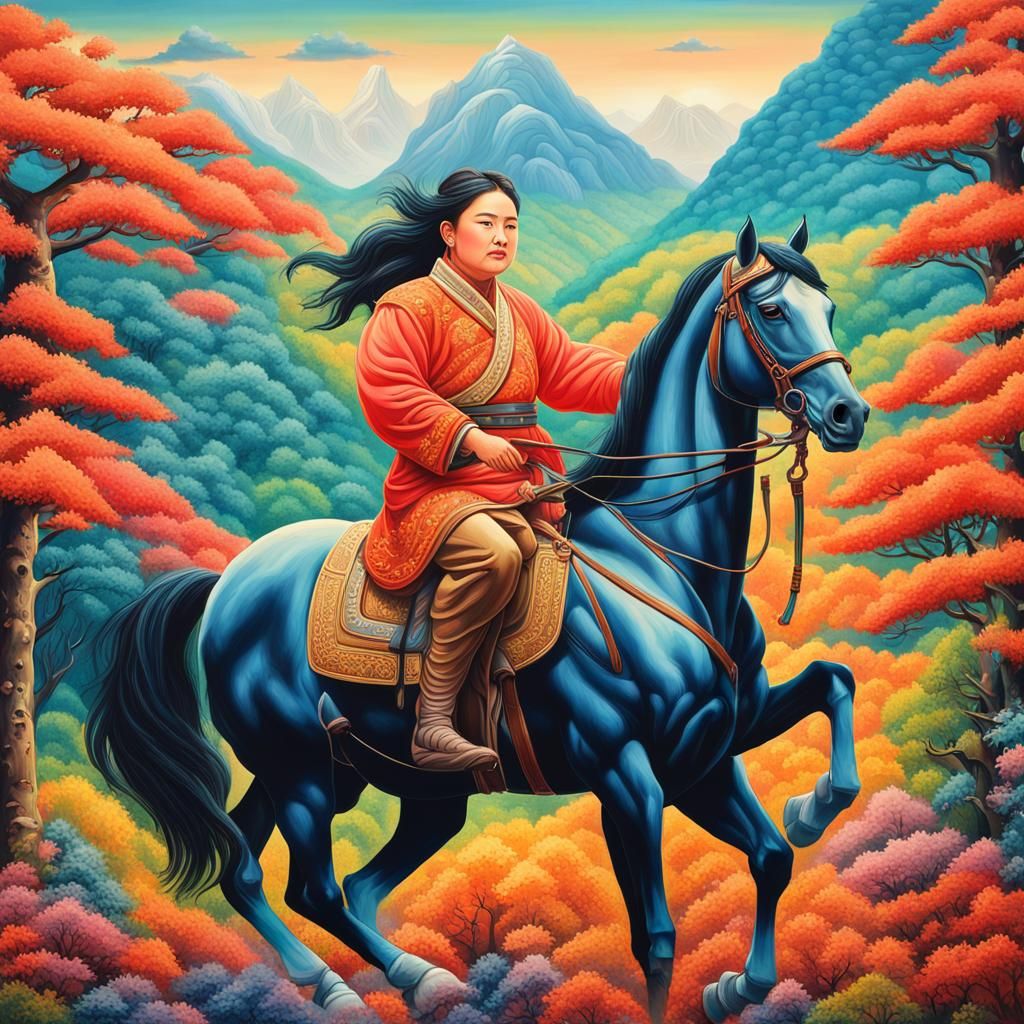 Hyperrealistic Riders Encounter God in North Korean Forest