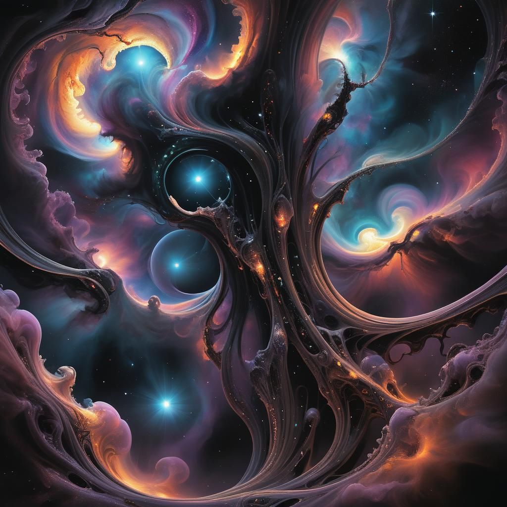 Cosmic Surrealism: Dark Nebula in Biomechanical Style