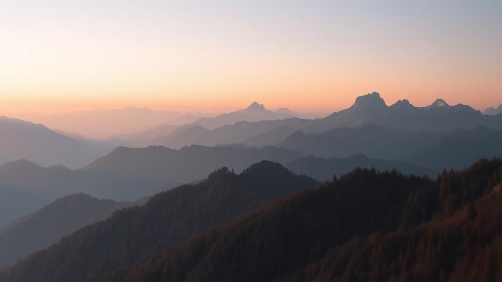 Misty Alpine Dawn: Detailed Matte Painting