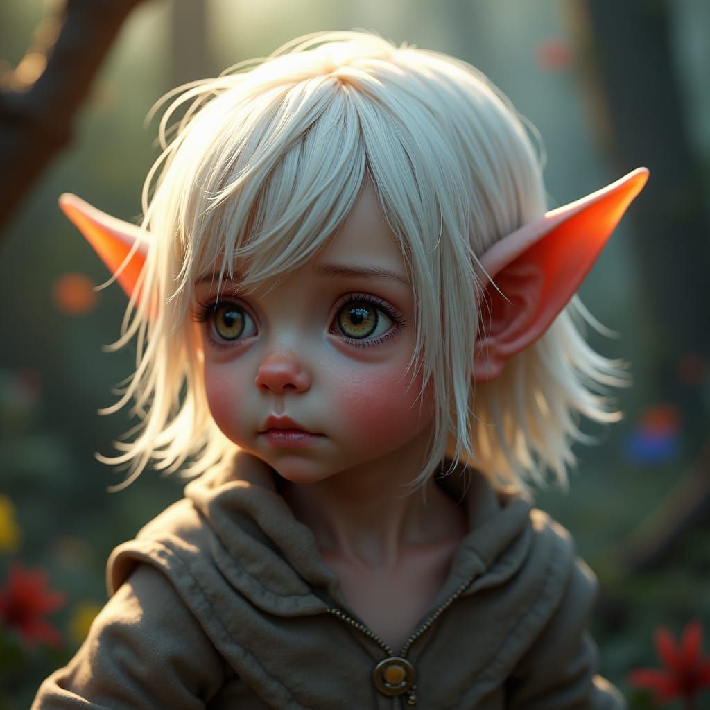 Hyperrealistic Elf Portrait in Fantasy Forest Style