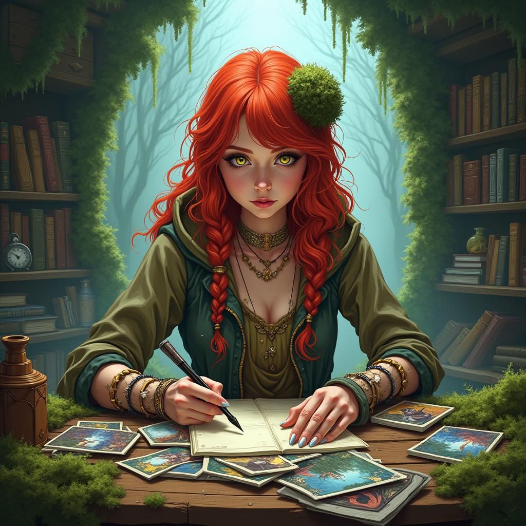 Redhead's Mossy Lair: A Manga-Style Magic Card Game