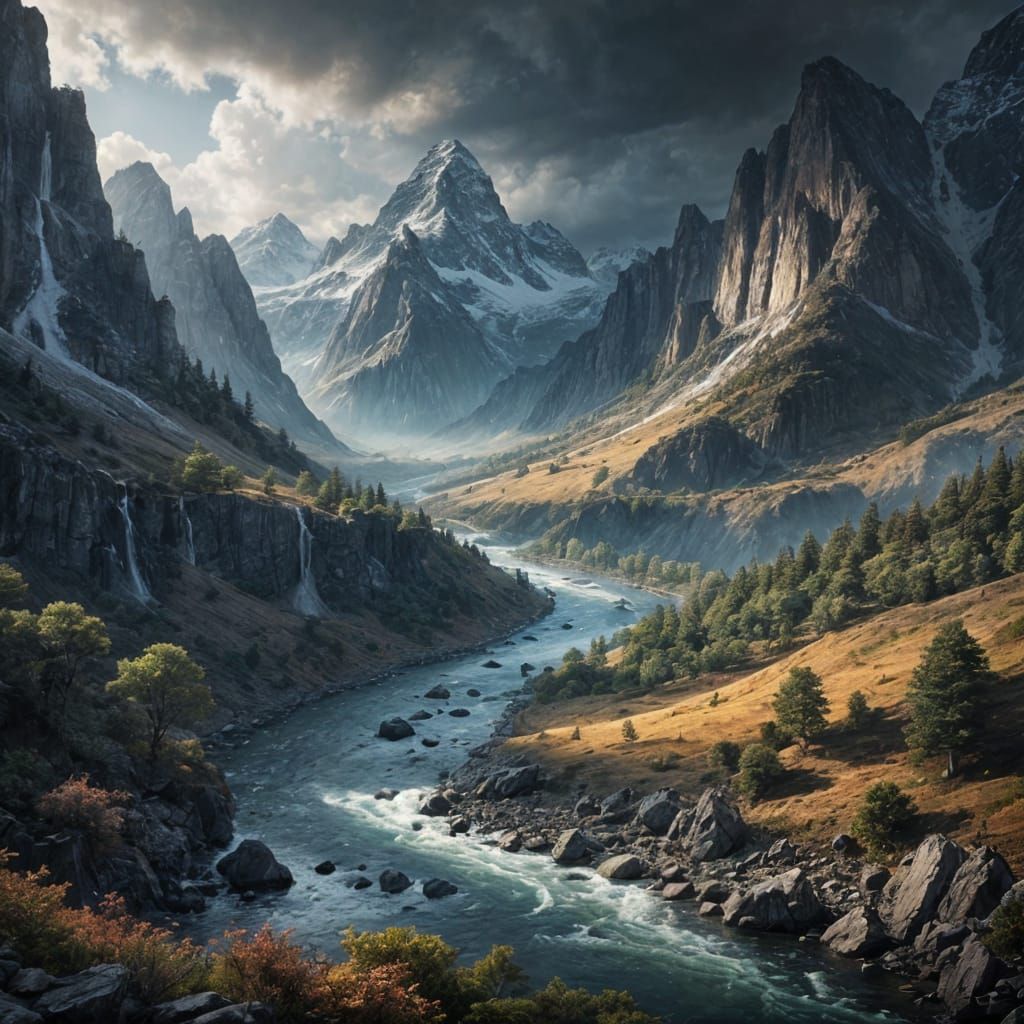 Epic Cinematic Mountainscape in Digital Matte Painting