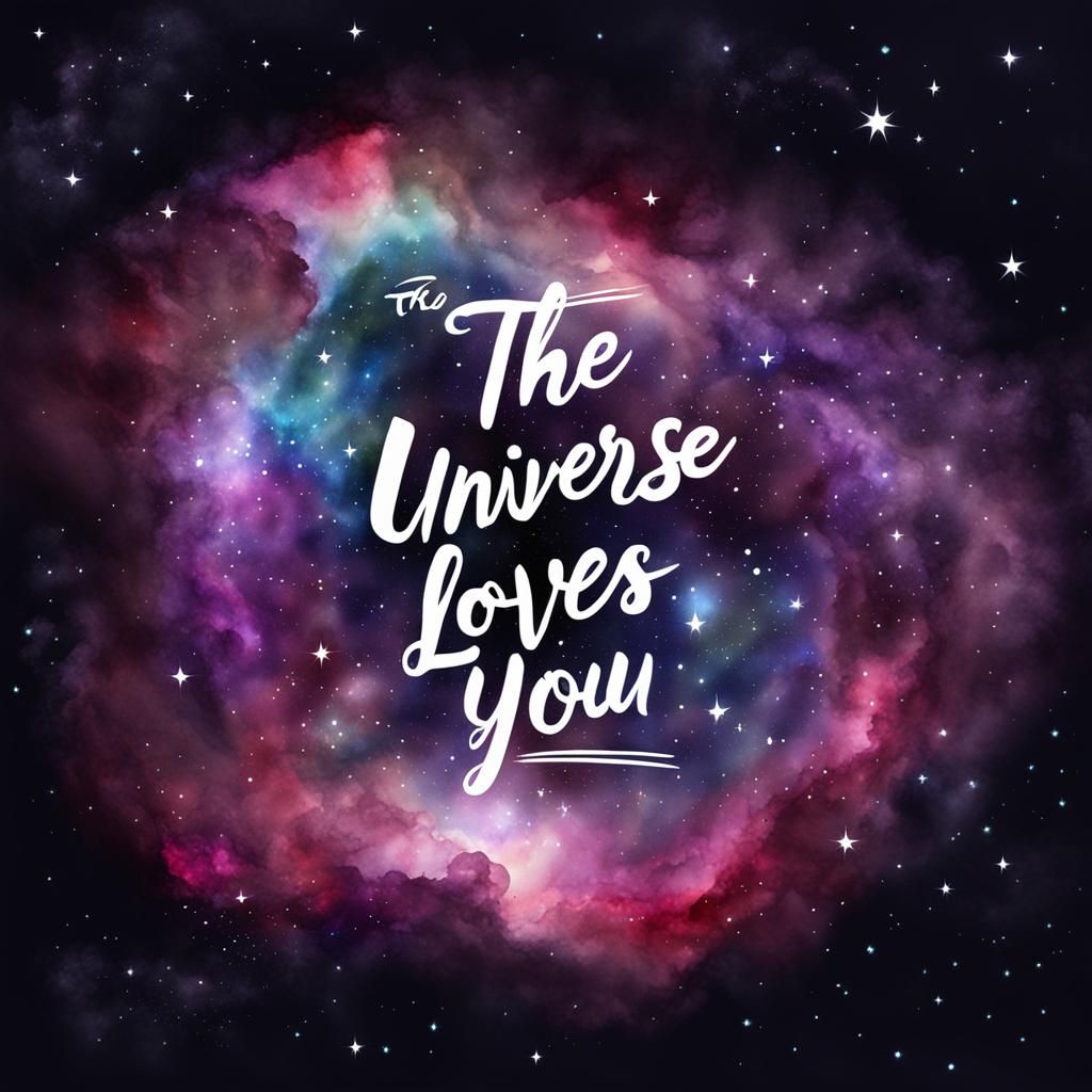 Watercolor Galactic Nebula with Inspiring Message