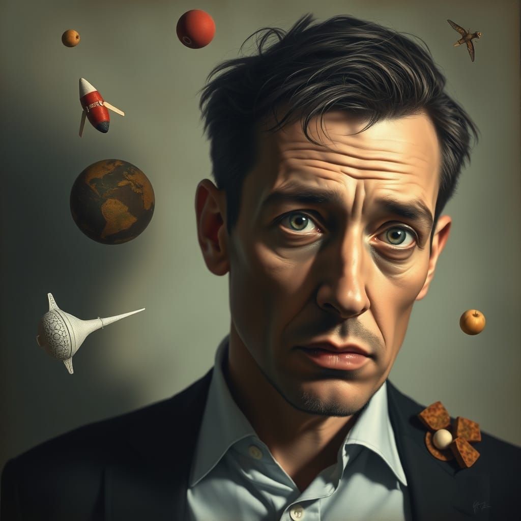 Surreal Portrait of a Man with Melting Features