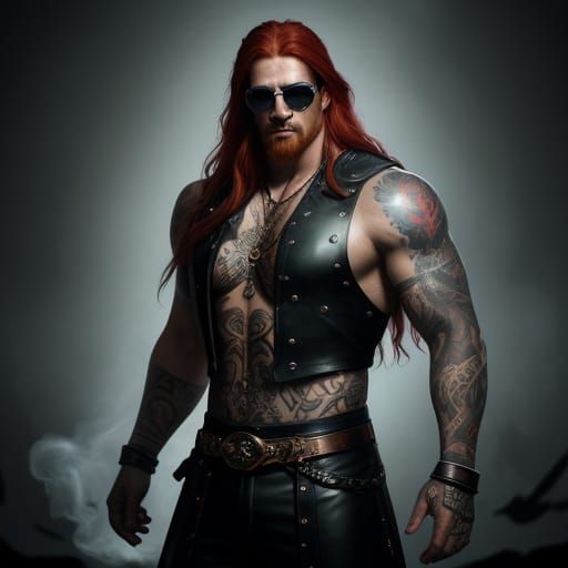 Epic Dark Fantasy Warrior in Dimly Lit Arena