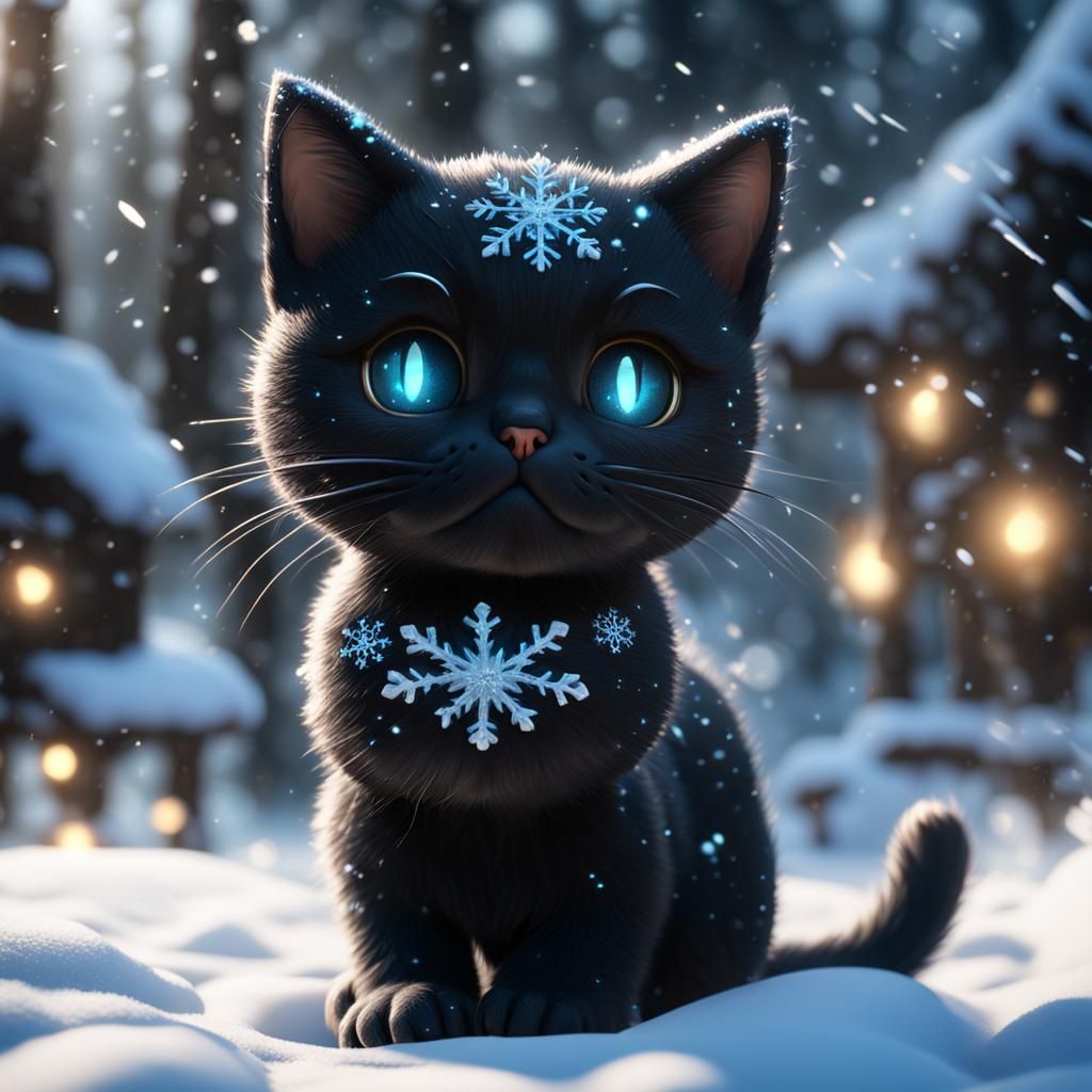 Black Kitten Playing: 3D Cinematic Game Graphics