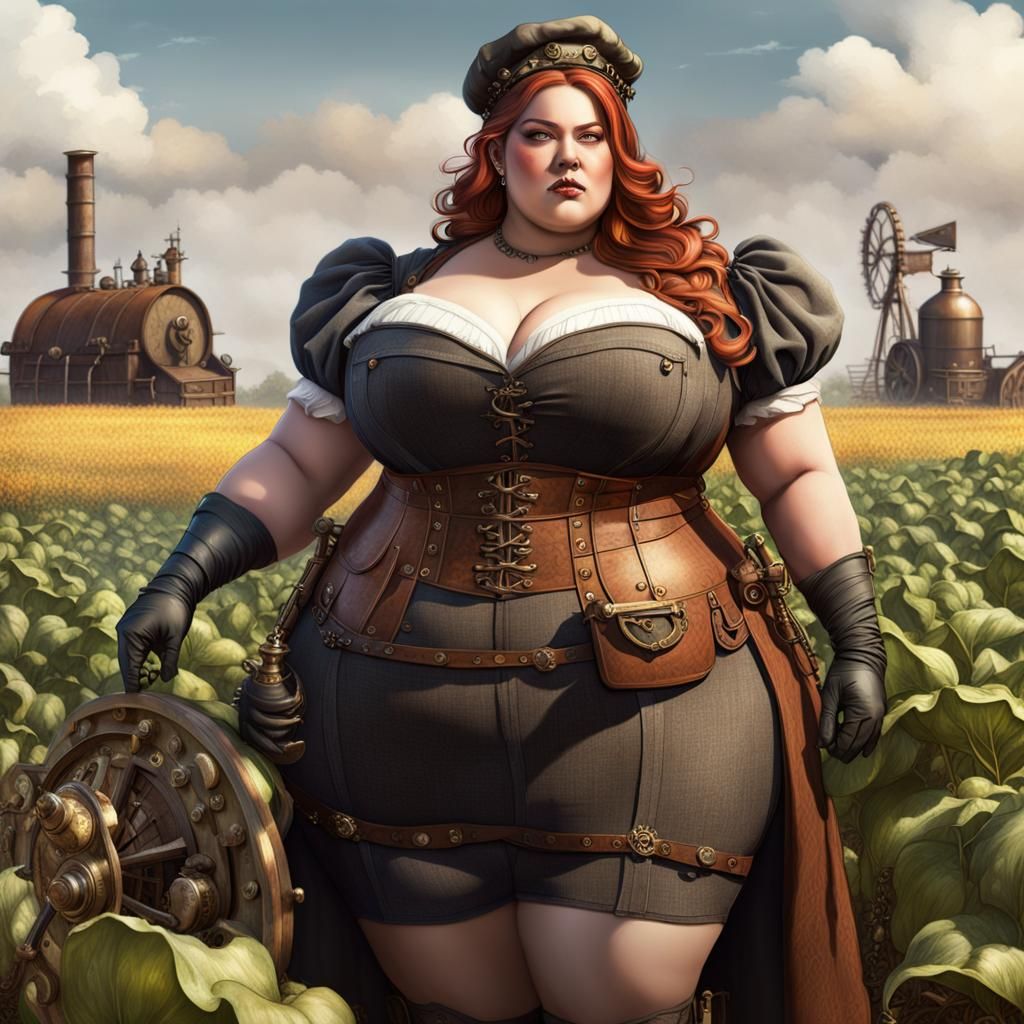 Steampunk Farmer Girl in Dark Fantasy Style