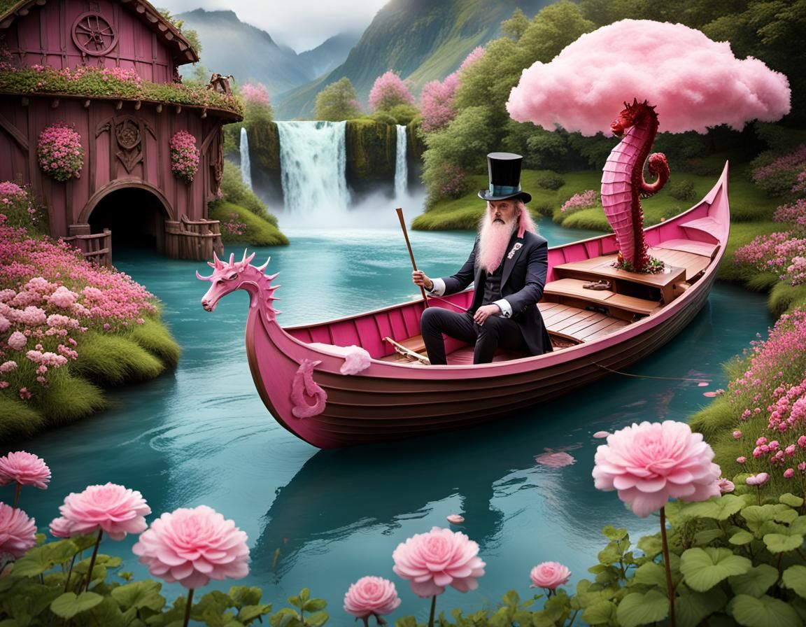 Candy Meadow with Chocolate River and Viking Boat