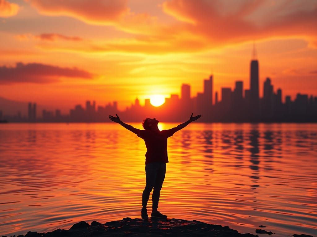 Ethereal Sunset Glow Captured in Digital Matte Painting