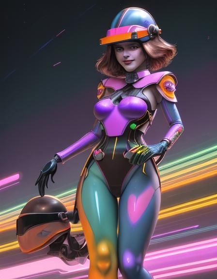 Retro-Futuristic 80s Model in Sorayama Style