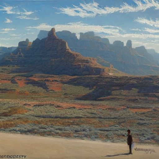 Nostalgic Film Scene in Oil Painting Style