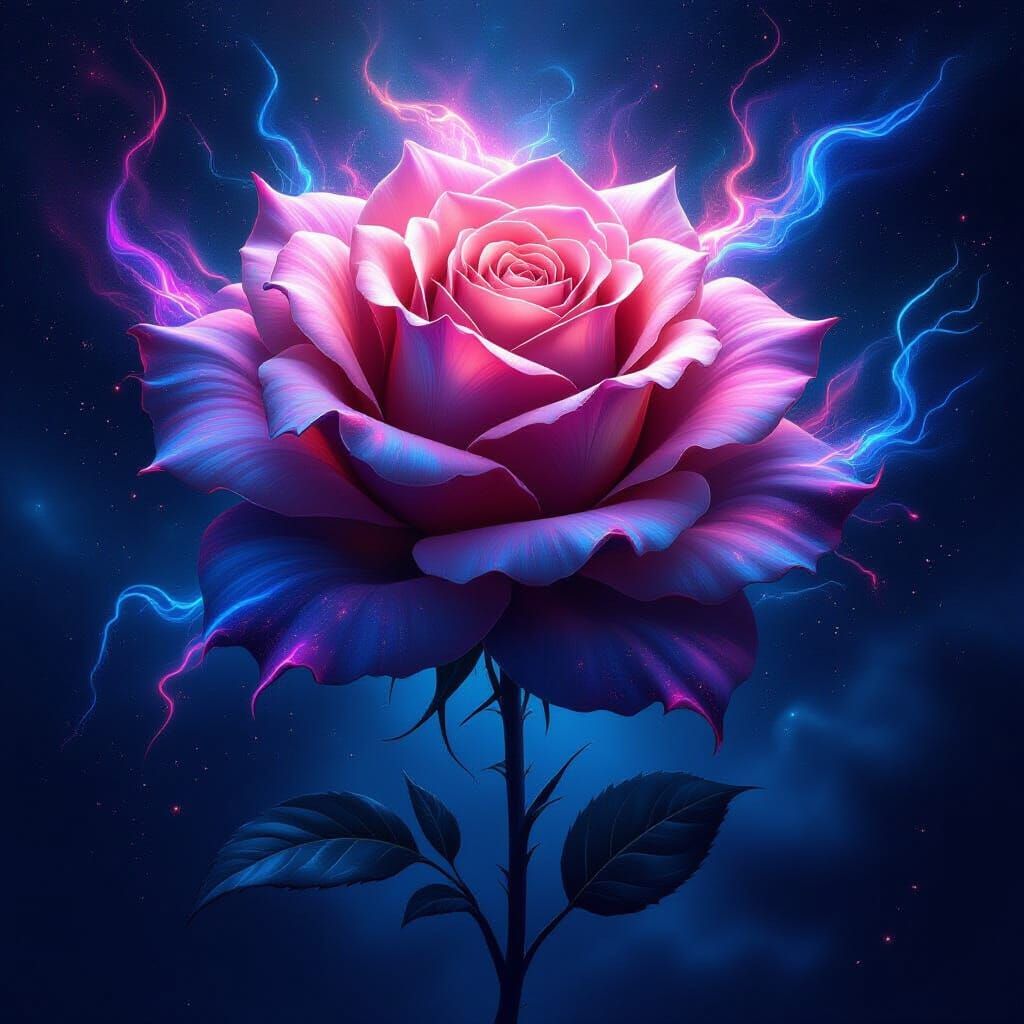 A colossal, ancient rose, its petals made of swirling nebula...