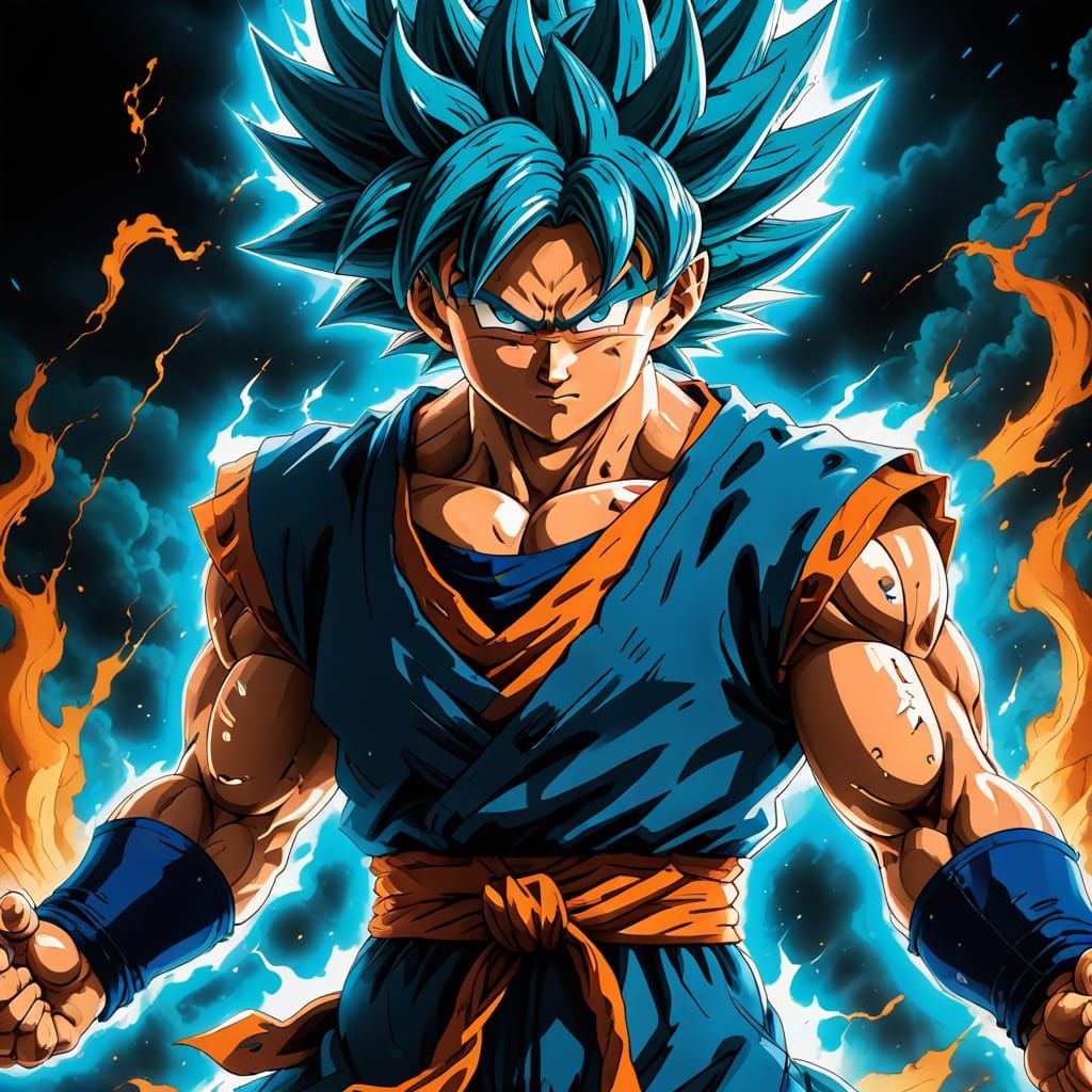 Goku Super Saiyan Blue: Realistic Anime Close-Up