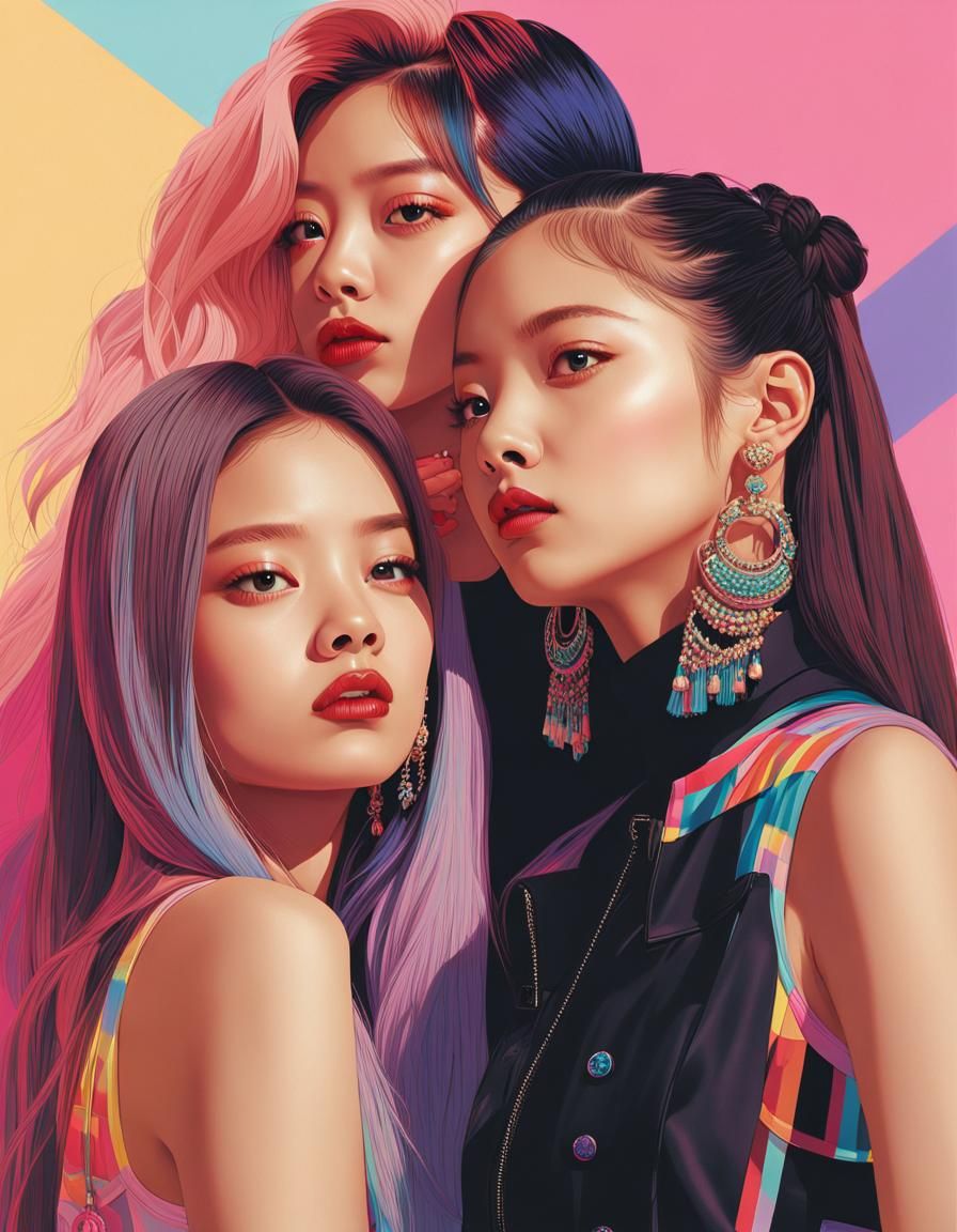 Blackpink K-Pop Idols in Pop Art Portrait