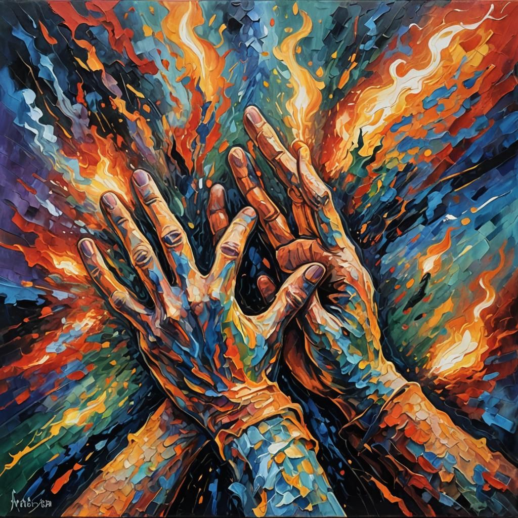 Dying Spark: Neo-Impressionist Expressionist Oil Painting