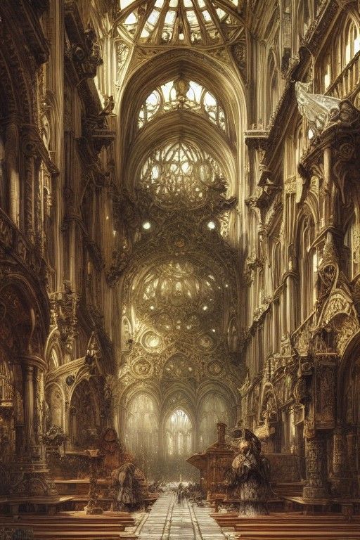 RetroFuturistic baroque interior architecture ...