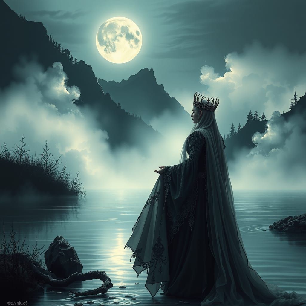 Ethereal Medieval Queen in Gothic Mysticism