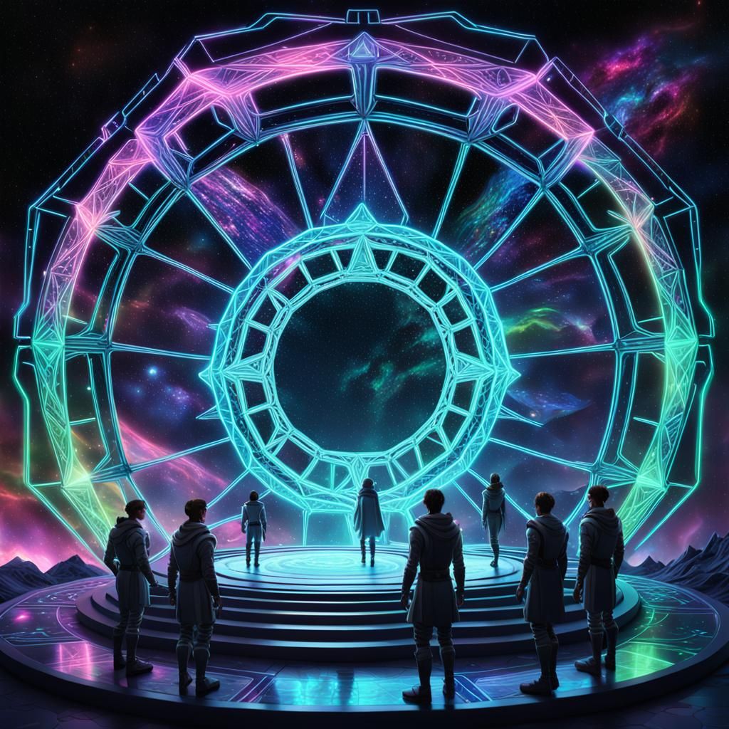 Neon Sci-Fi Elves with Geometric Shapes