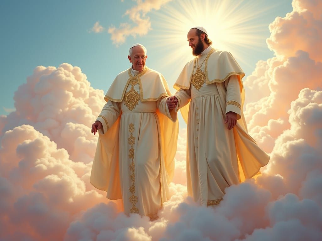 Divine Encounter: Jesus and Pope Francis in Paradise