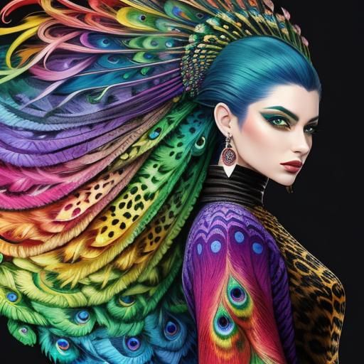 Abstract Woman with Rainbow Dragon Scales