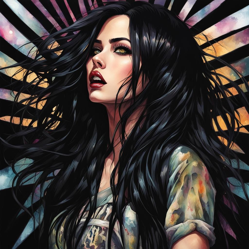 Horrorcore Portrait of a Woman with Claws and Fangs