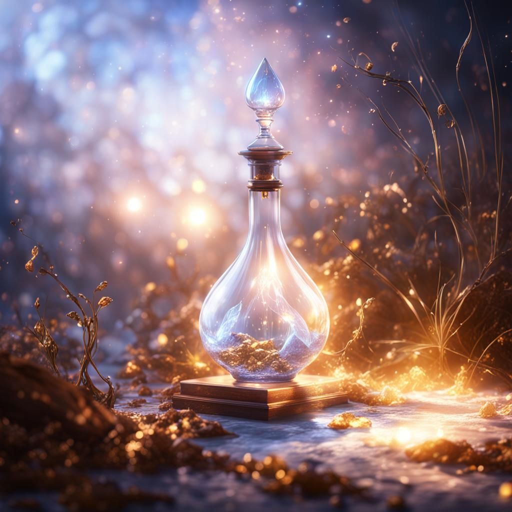 Ethereal Light Fills Elegant Glass Phial