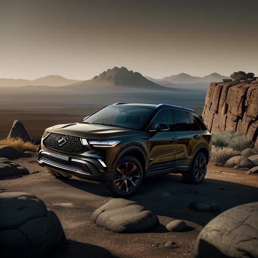 Luxury SUV Illuminated by Golden Hour Light