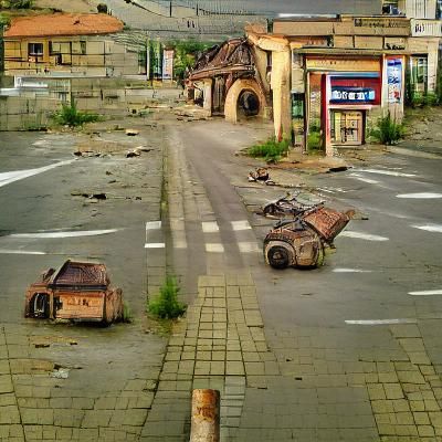 Post-Apocalyptic European Town Street Scene