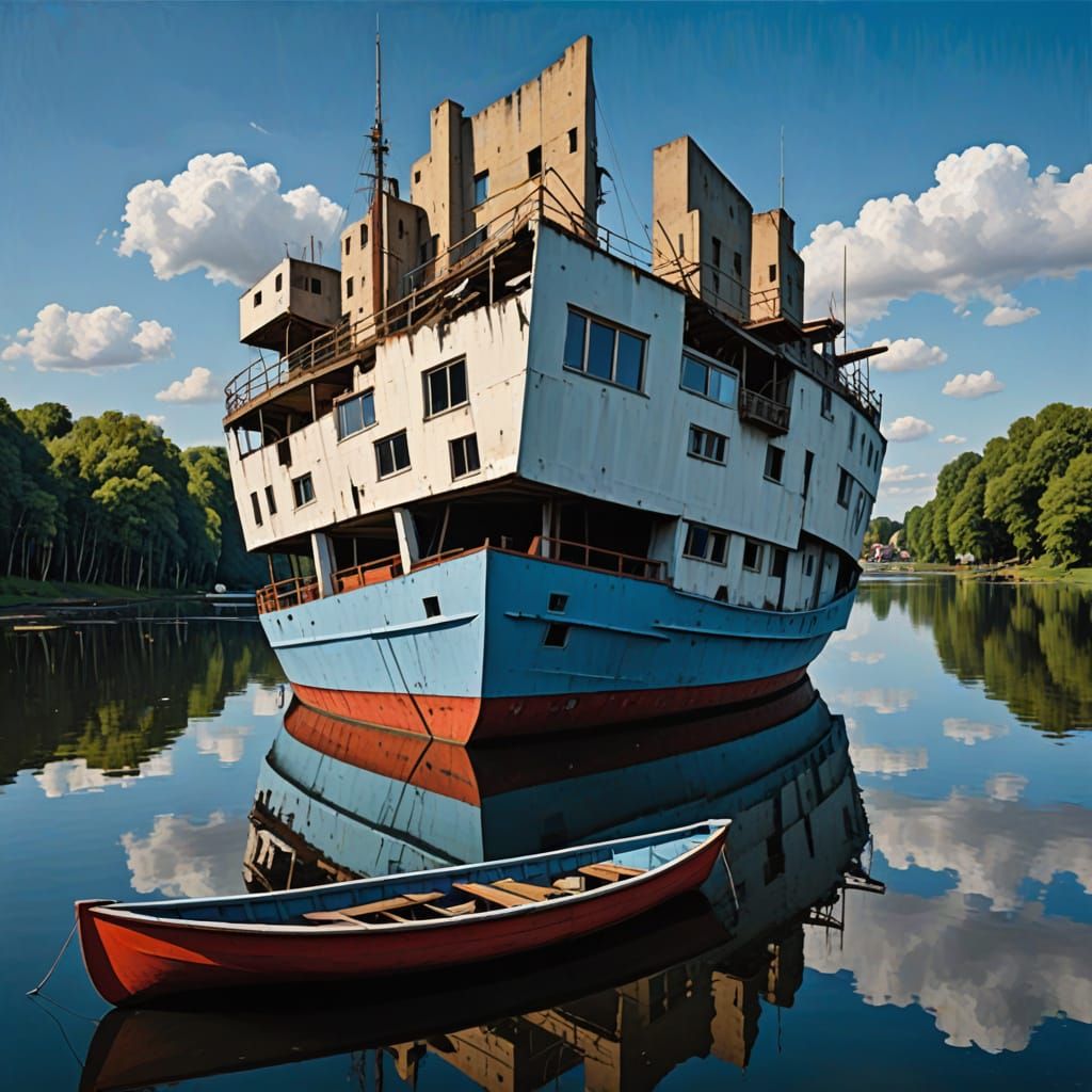 Maschsee in Hanover in the style of the Dadaists