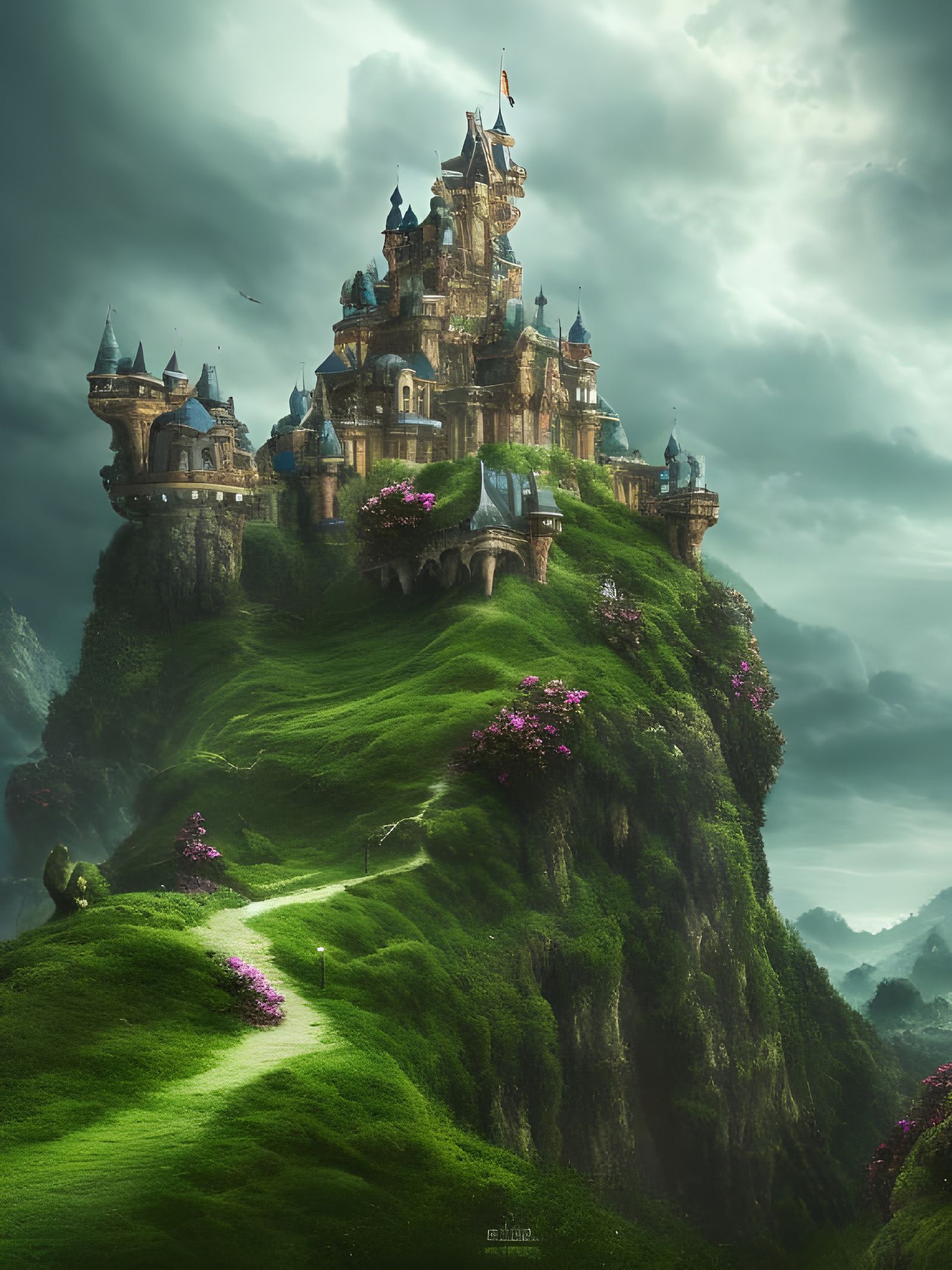 Enchanted Castle on Hill: Digital Matte Painting