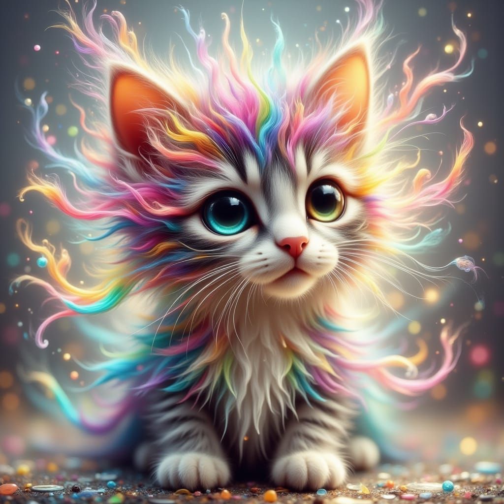 Rainbow Kitten in Fairy Wings: An Ultra Cute Portrait
