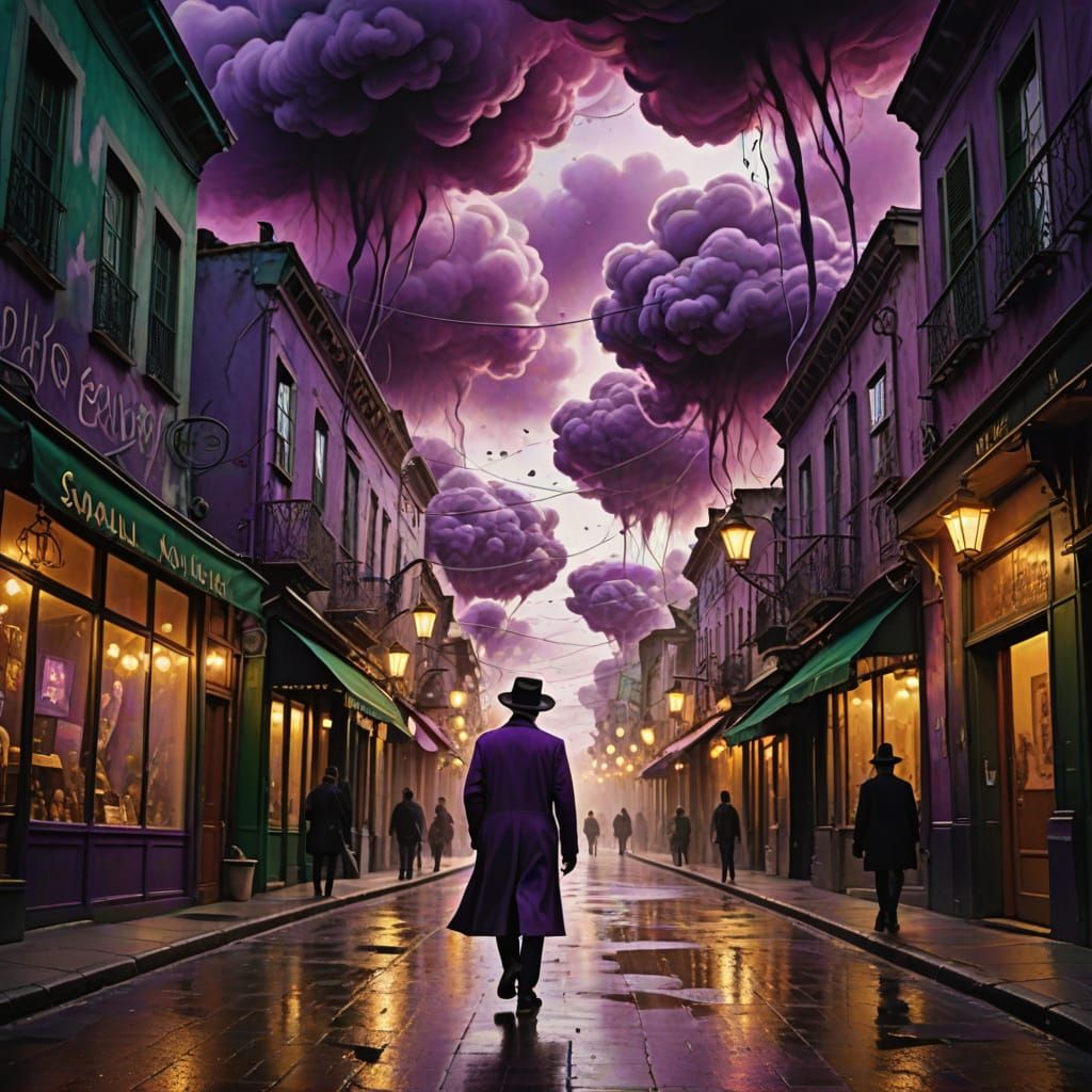 Surrealist Figure Strolls Through a Dreamlike Landscape