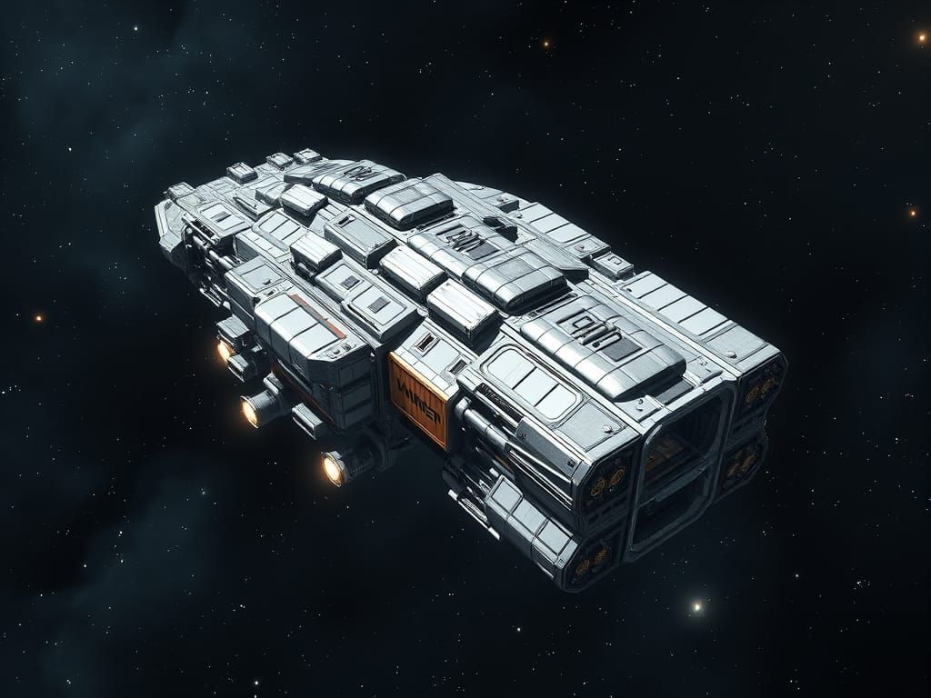 Futuristic Exploration Starship Soaring Through Nebula in 3D